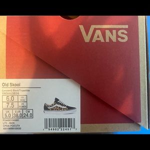 Brand New! Vans - Leopard print - Old Skool style shoe - Size 7.5 W/Size 6 M